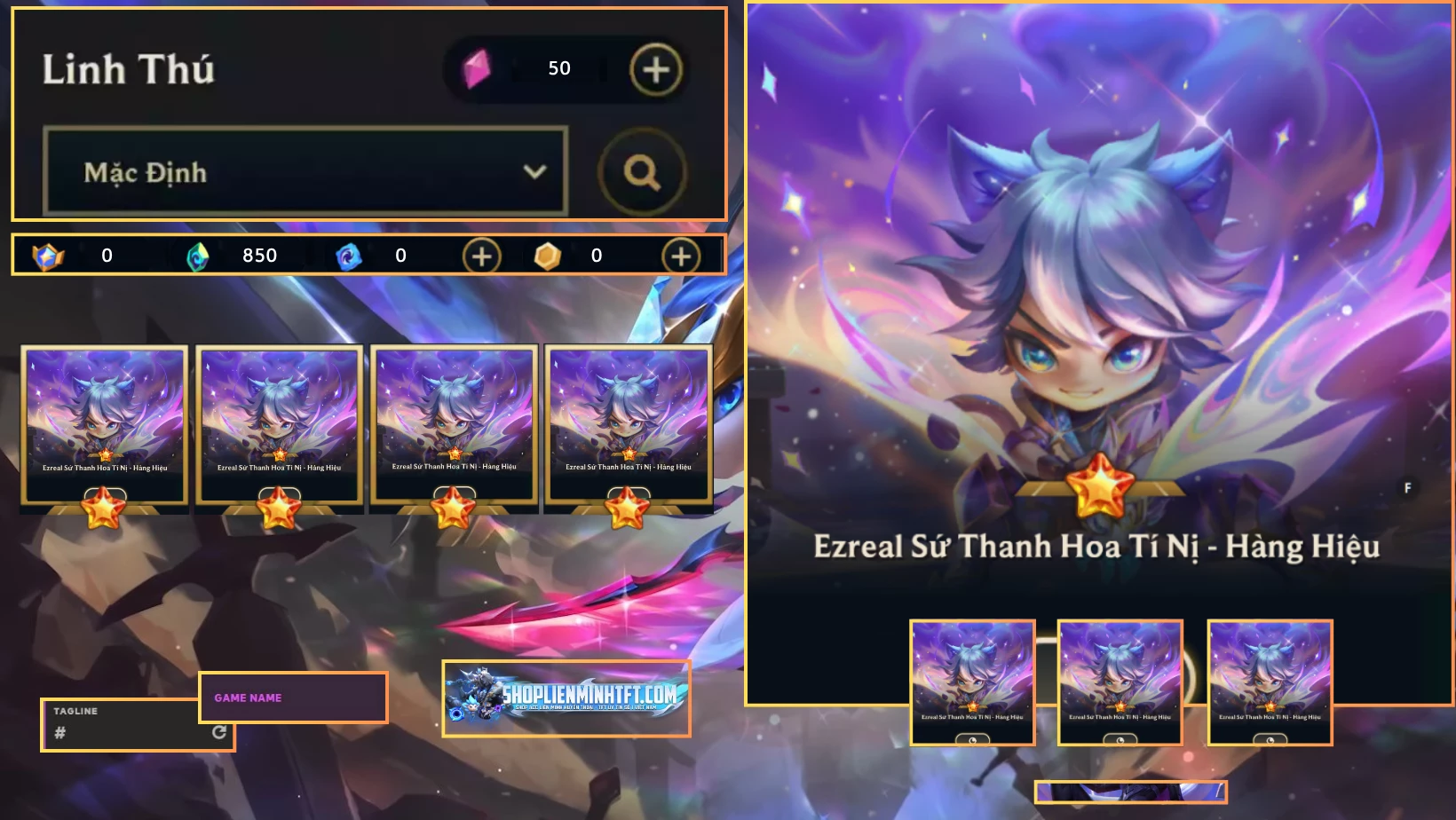 EZREAL SỨ THANH HOA TÍ NỊ HÀNG HIỆU ACC CLONE